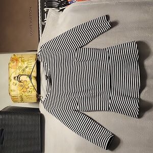 Ann Taylor L- Peplum topBlack/white stripedPull over